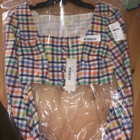 Multi colored rainbow checkered blouse - Picture 3 of 6